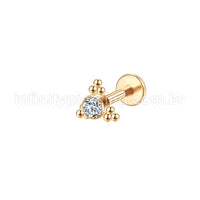 Piercing Labret Aço Cirúrgico Indiano Zircônia