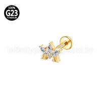 Piercing Labret Titânio 4 Pedras Zircônia