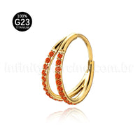 Piercing Argola Segmentada Titânio 2 Fileiras Zircônia Cravejada