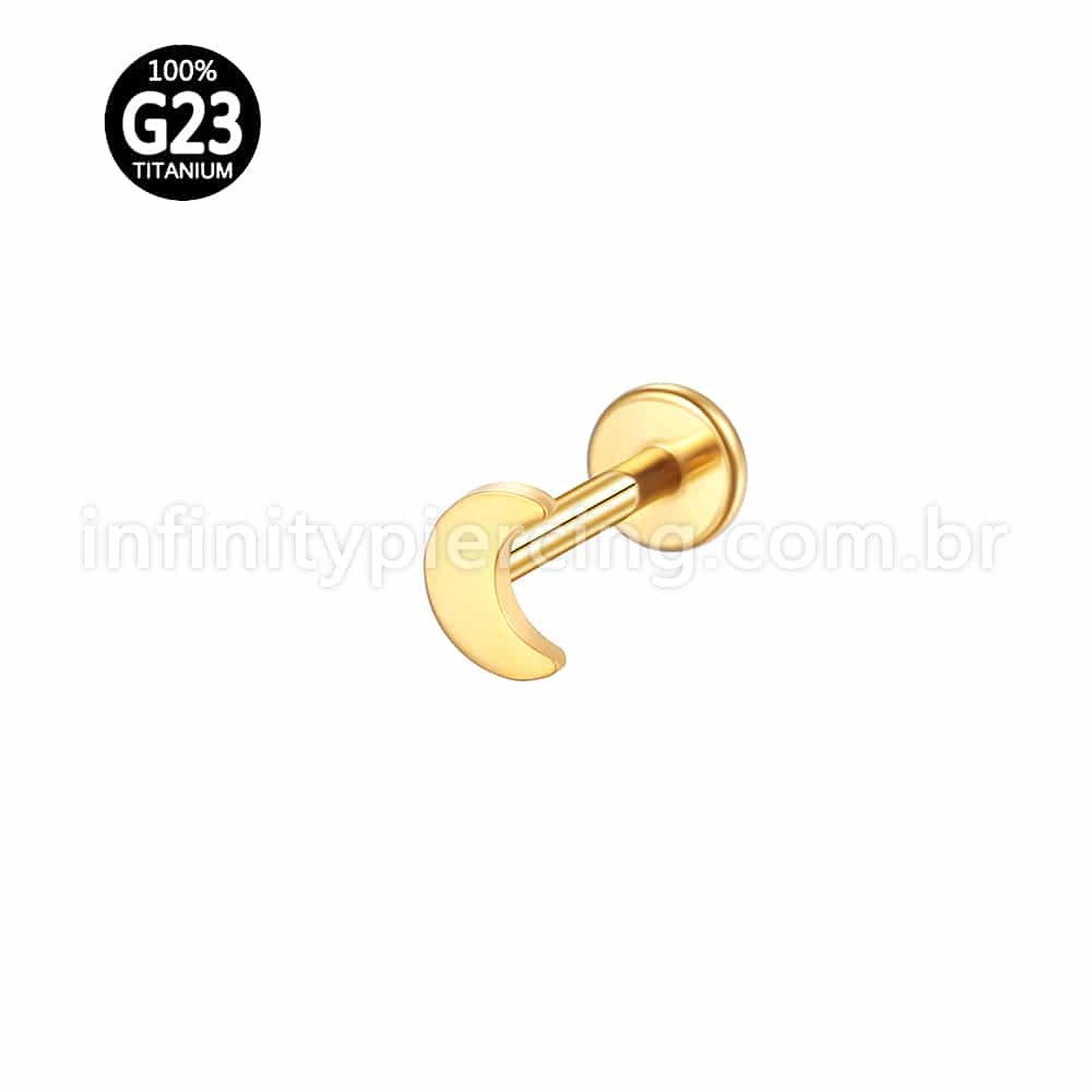 Piercing Labret Titânio Lua Rosca Interna