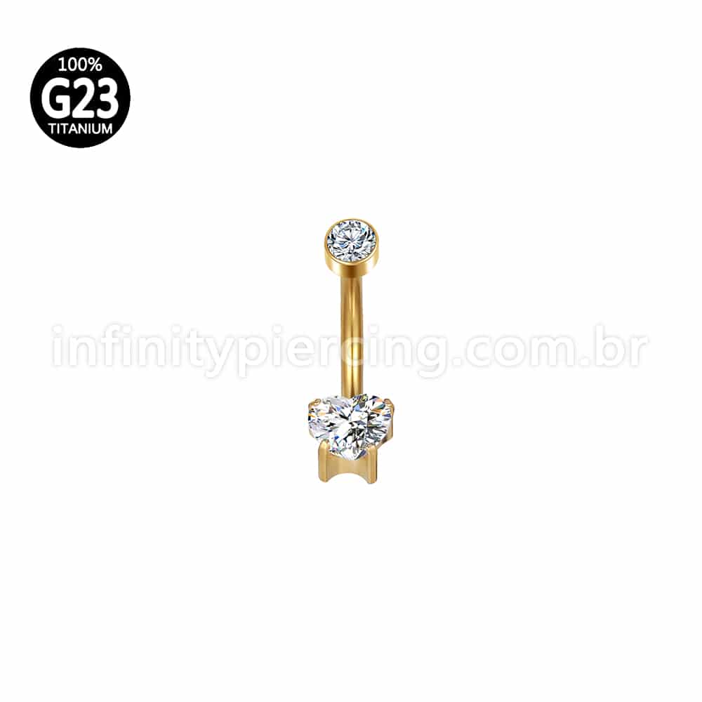 Piercing Banana Titânio Coração Zircônia