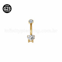 Piercing Banana Titânio Coração Zircônia