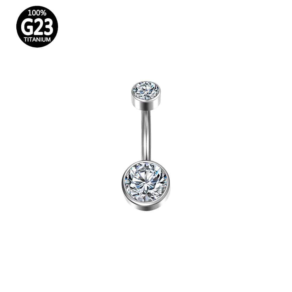 Piercing Banana Titânio 2 Pedras Zircônia