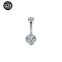 Piercing Banana Titânio 2 Pedras Zircônia