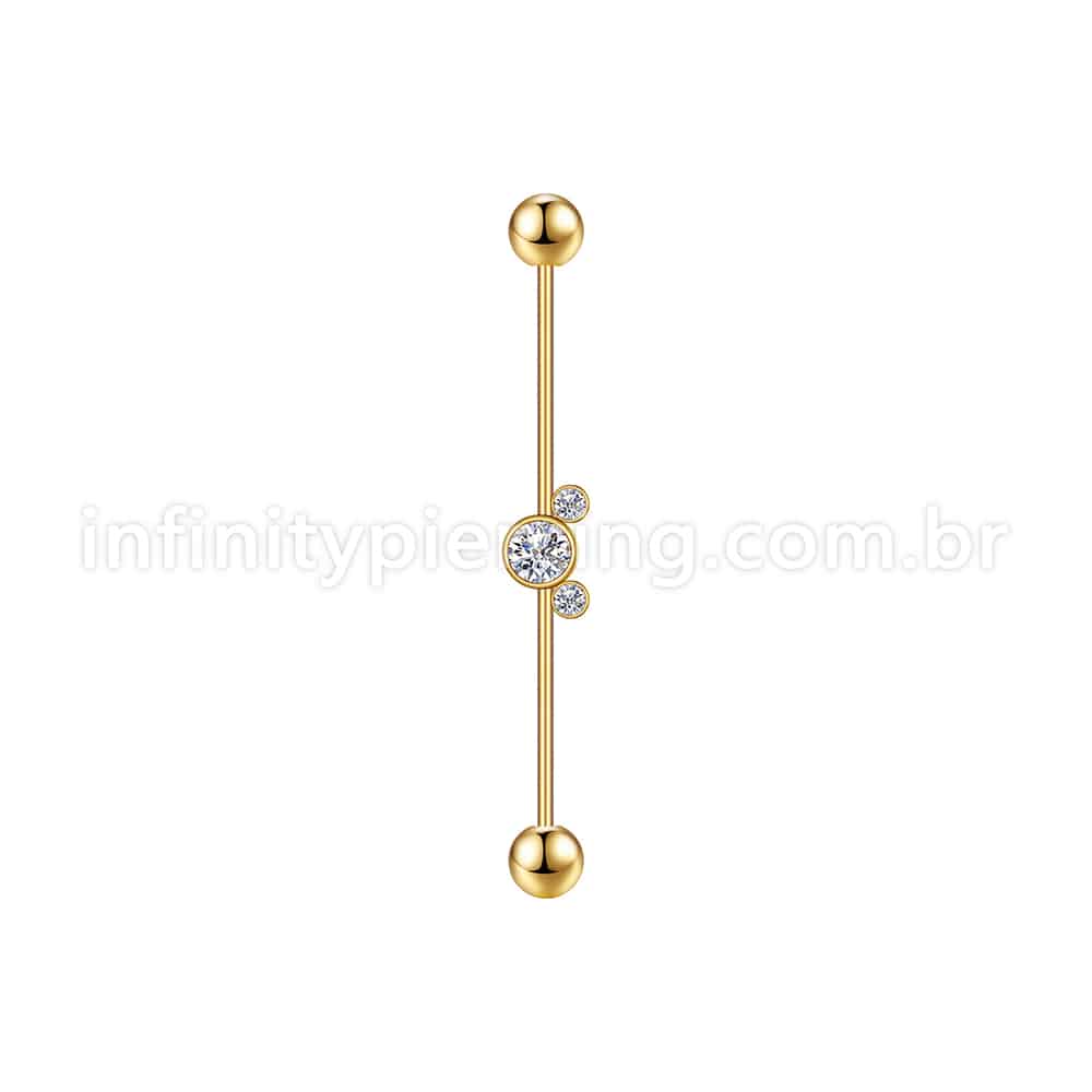 Piercing Transversal Aço Cirurgico Indiano Strass