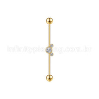 Piercing Transversal Aço Cirurgico Indiano Strass