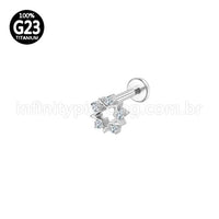 Piercing Labret Titânio Estrela Vazada Com Zircônia