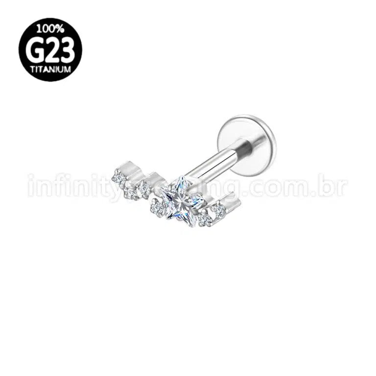 Piercing Labret Titânio Estrela Zircônia Cravejada