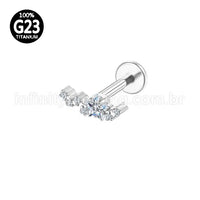 Piercing Labret Titânio Estrela Zircônia Cravejada
