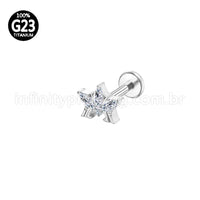 Piercing Labret Titânio 4 Pedras Zircônia