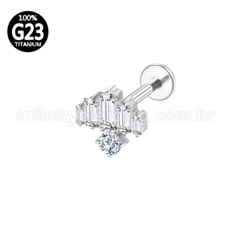 Piercing Labret Titânio Zircônia Cravejada