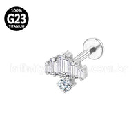 Piercing Labret Titânio Zircônia Cravejada