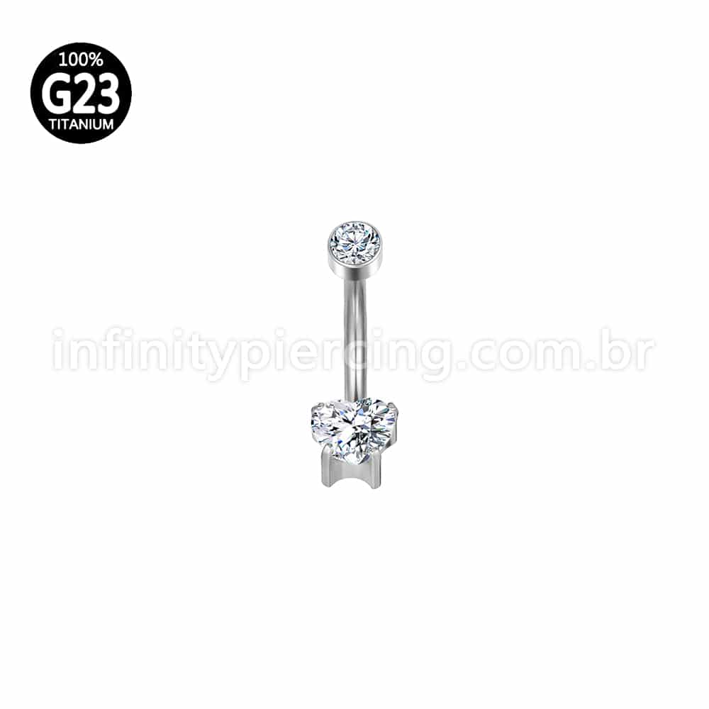 Piercing Banana Titânio Coração Zircônia
