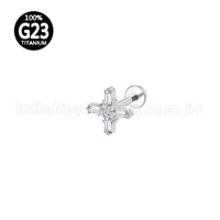 Piercing Labret Titânio X Zircônias Cravejadas