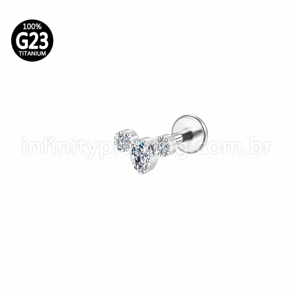 Piercing Labret Titânio 3 Zircônias