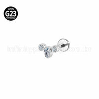 Piercing Labret Titânio 3 Zircônias