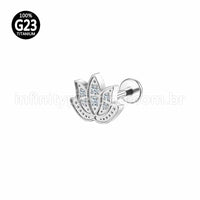 Piercing Labret Titânio Flor De Lótus Zircônia