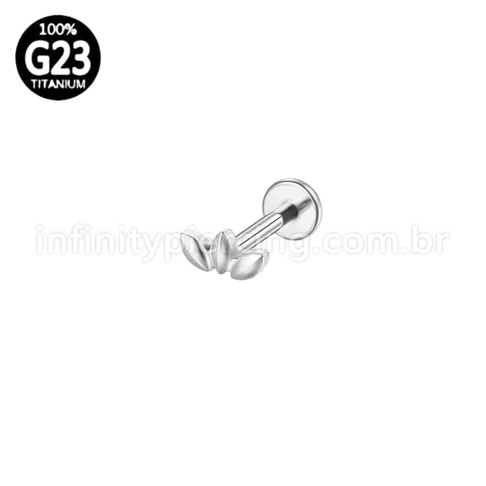 Piercing Labret Titânio Folhas