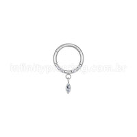 Piercing Argola Aço Cirúrgico Zircônia Cravejada Com Pingente