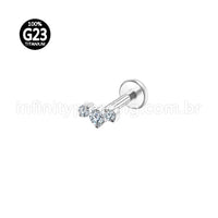 Piercing Labret Titânio Trio Zircônia