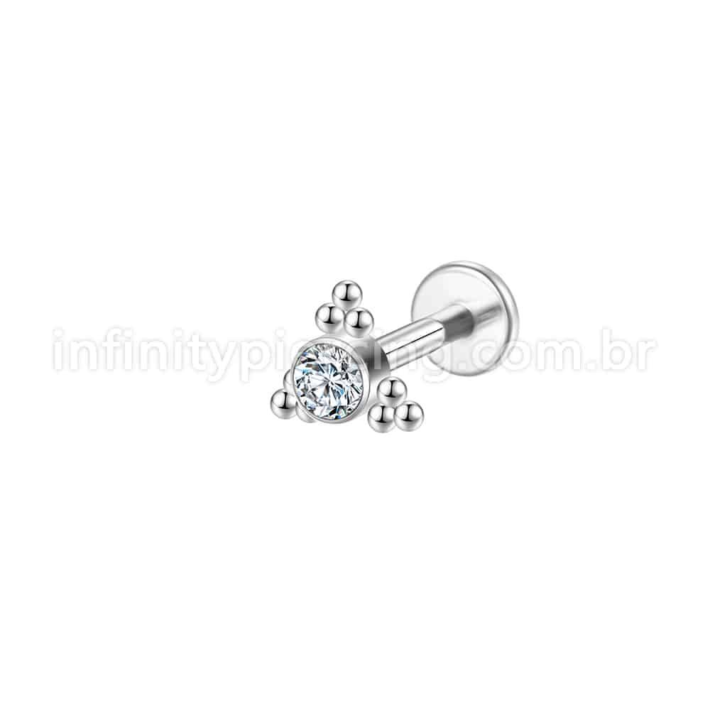 Piercing Labret Aço Cirúrgico Indiano Zircônia