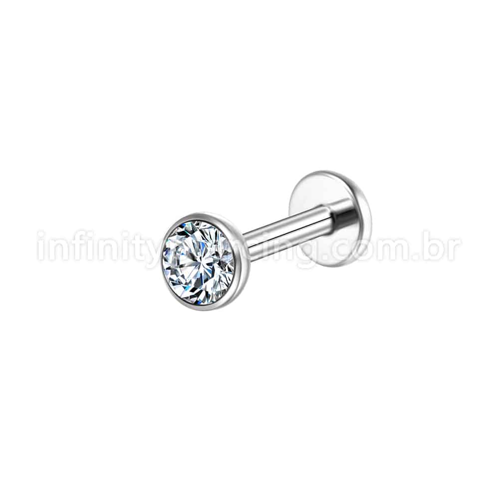 Piercing Labret Aço Cirúrgico Zircônia Rosca Interna