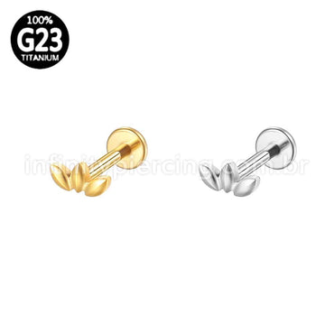Piercing Labret Titânio Folhas