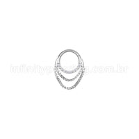 Piercing Argola Aço Cirúrgico Correntes / Zircônia Cravejada
