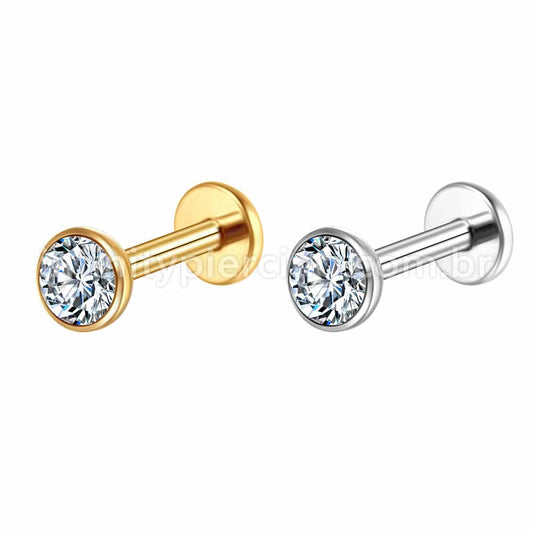 Piercing Labret Aço Cirúrgico Zircônia Rosca Interna