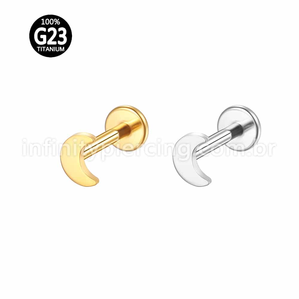Piercing Labret Titânio Lua Rosca Interna
