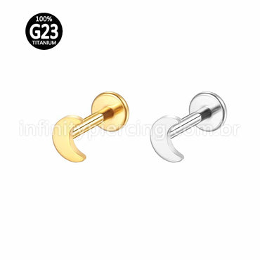 Piercing Labret Titânio Lua Rosca Interna
