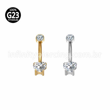 Piercing Banana Titânio Coração Zircônia
