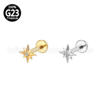 Piercing Labret Titânio Estrela Com Zircônia