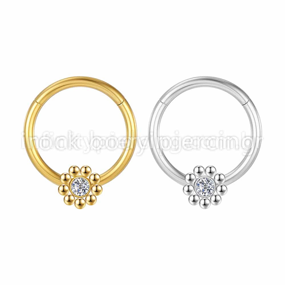 Piercing Argola Aço Cirúrgico Segmento Articulado Strass