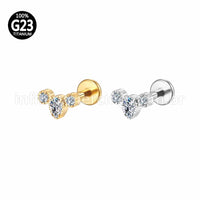 Piercing Labret Titânio 3 Zircônias