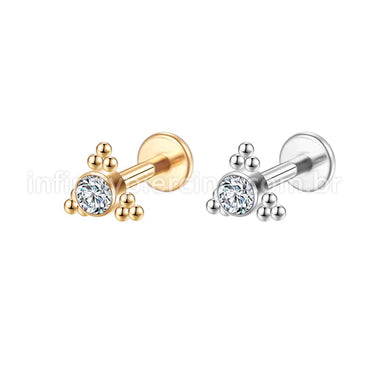 Piercing Labret Aço Cirúrgico Indiano Zircônia