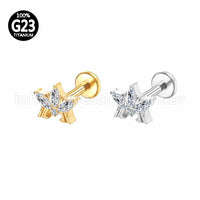 Piercing Labret Titânio 4 Pedras Zircônia