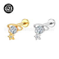 Piercing Labret Titânio Zircônia Com Pingente Estrela