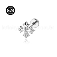 Piercing Labret Titânio Flor 4 Pontas