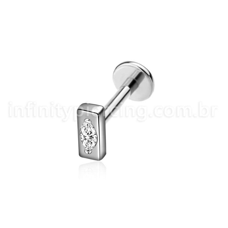 Piercing Labret Aço Cirúrgico Barra Zircônia