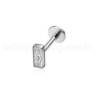 Piercing Labret Aço Cirúrgico Barra Zircônia