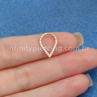 Piercing Argola V Aço Cirúrgico Zircônia Cravejada