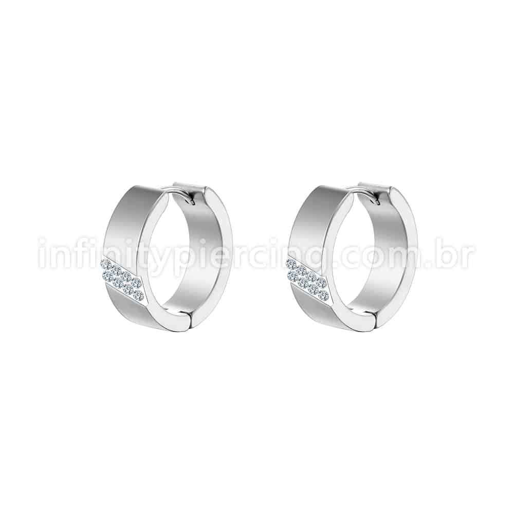 Argola Aço Inoxidável Detalhe Strass