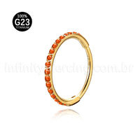 Piercing Argola Segmentada Titânio 1 Fileira Zircônia Cravejada