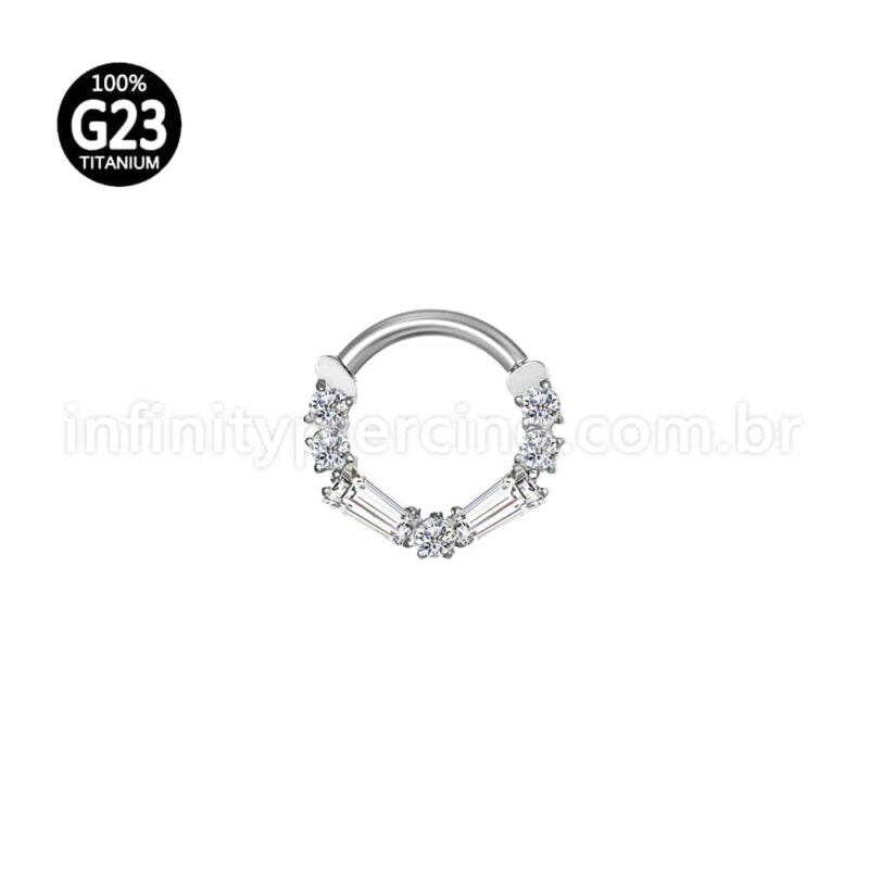 Piercing Argola Titânio Segmento Articulado Zircônia Cravejada