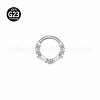 Piercing Argola Titânio Segmento Articulado Zircônia Cravejada