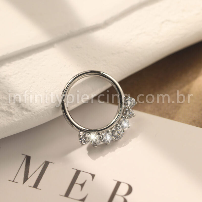 Piercing Argola  Aço Cirúrgico Segmento Articulado Zircônias