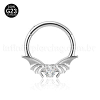 Piercing Argola Titânio Morcego Zircônia Cravejada