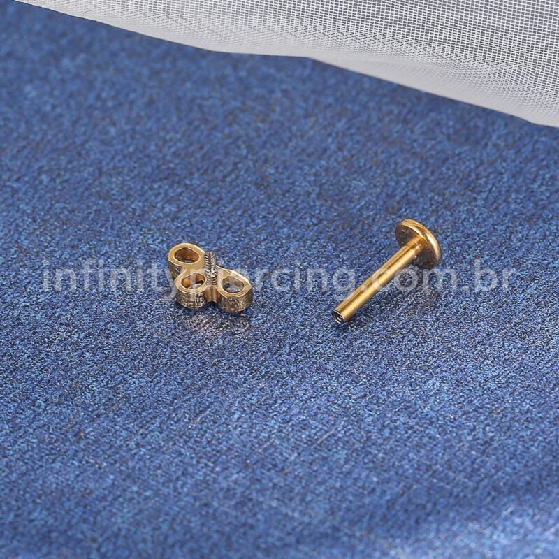 Piercing Labret Aço Cirúrgico 3 Folhas Zircônias