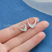 Piercing Argola Titânio Segmento Articulado Zircônia Cravejada Gota